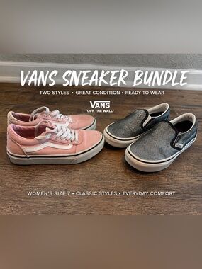 Vans girls bundle of 2 pairs of sneakers size 3.5 & 4